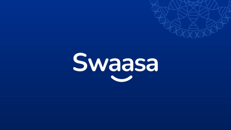 Swaasa logo on blue background