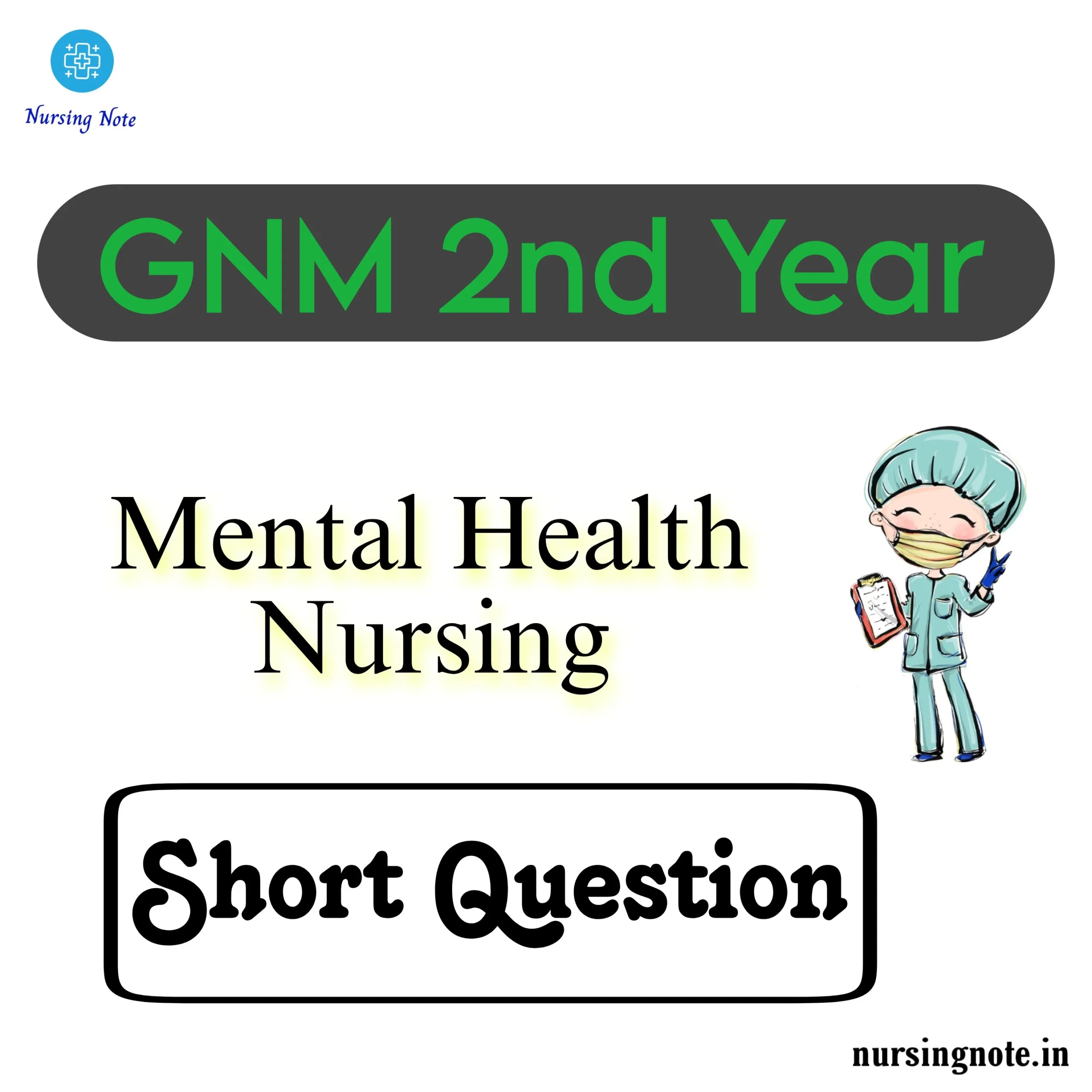 Mental Health Nursing Previous Year Short Question with Answer